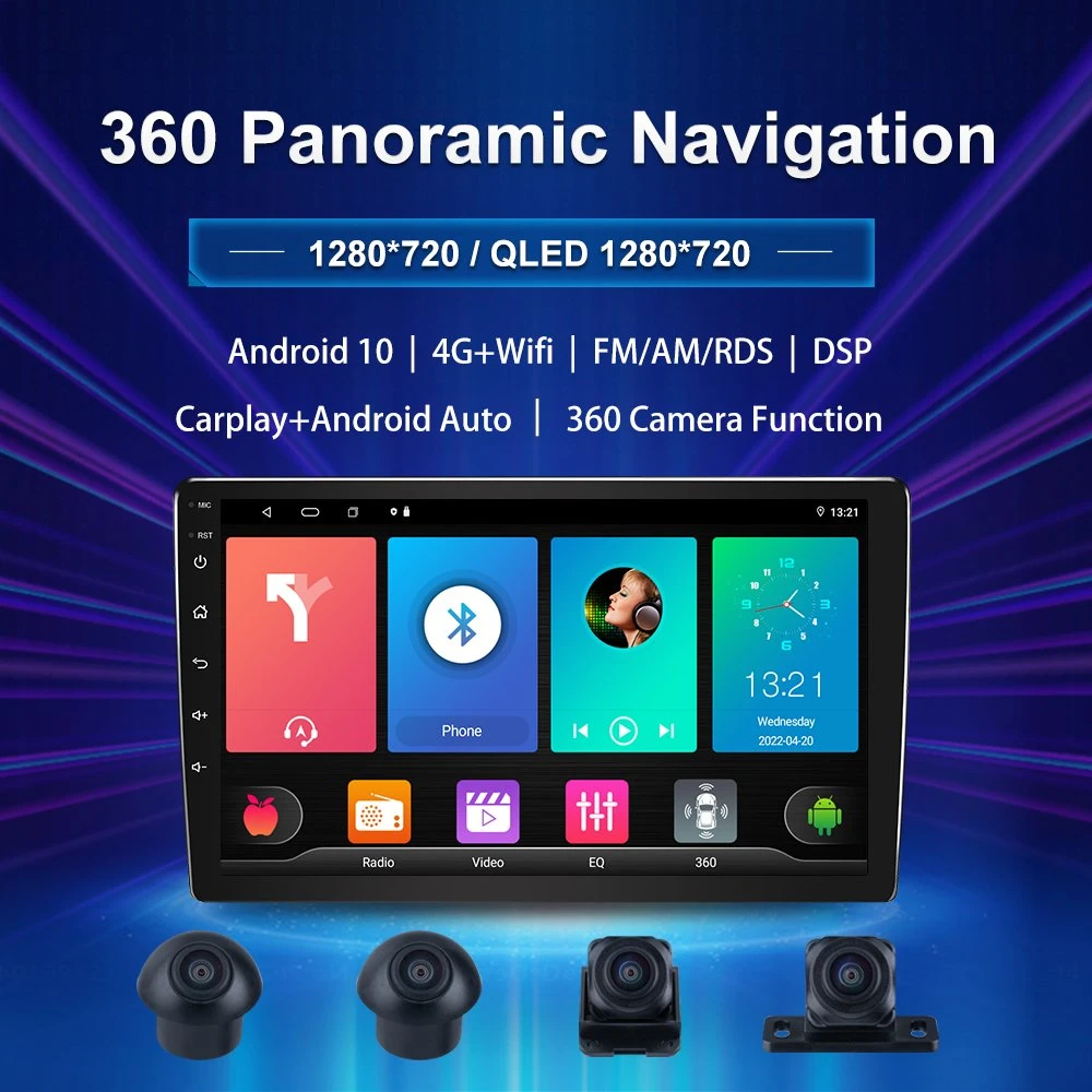 Jmance 9inch 2+32/4+64/6+128GB 4G Bt5,0 FM am DSP RDS CarPlay 360 Cámara 2 DIN Audio para coche Android Navegación