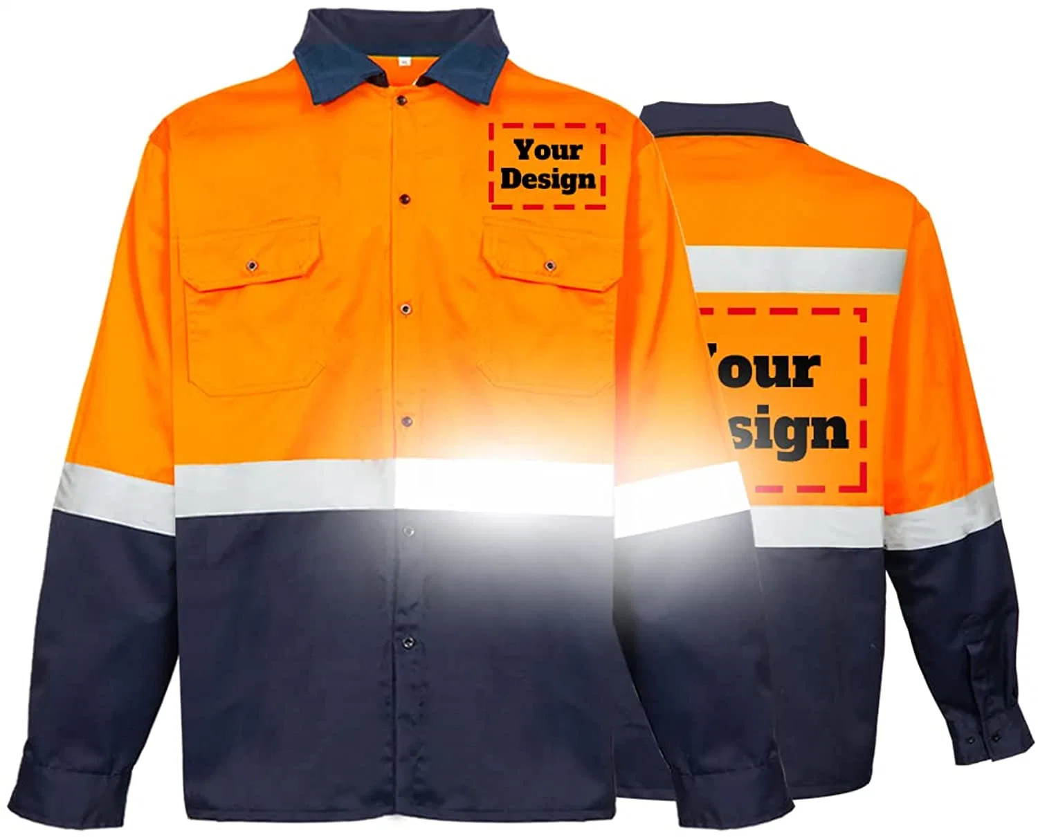 Las obras de seguridad reflectante Hi Vis Personalizar camisetas de manga larga y el logotipo de alta visibilidad Ropa de trabajo