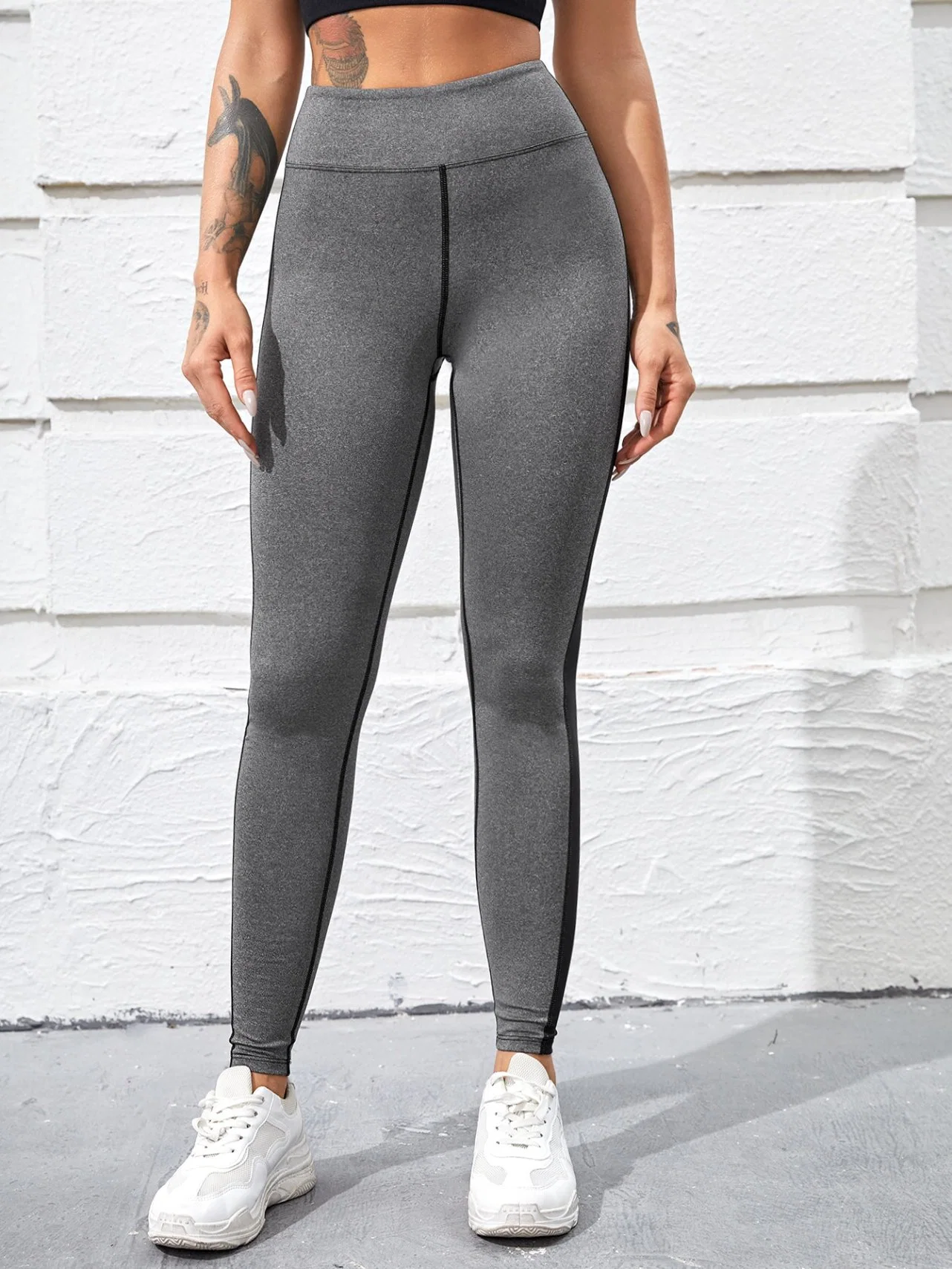 Ropa de vestir Gris cintura Alta Fitness Deporte ropa de entrenamiento para mujer Leggings Pantalones de yoga