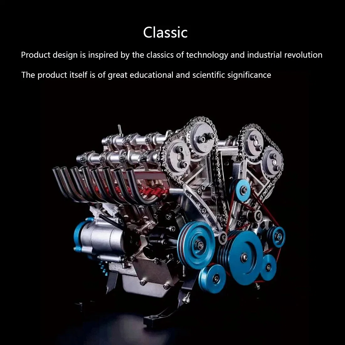 V8 Engine Model Metal Mechanical Engine Science Experiment Physics Toy for Children Educational Toys Gift