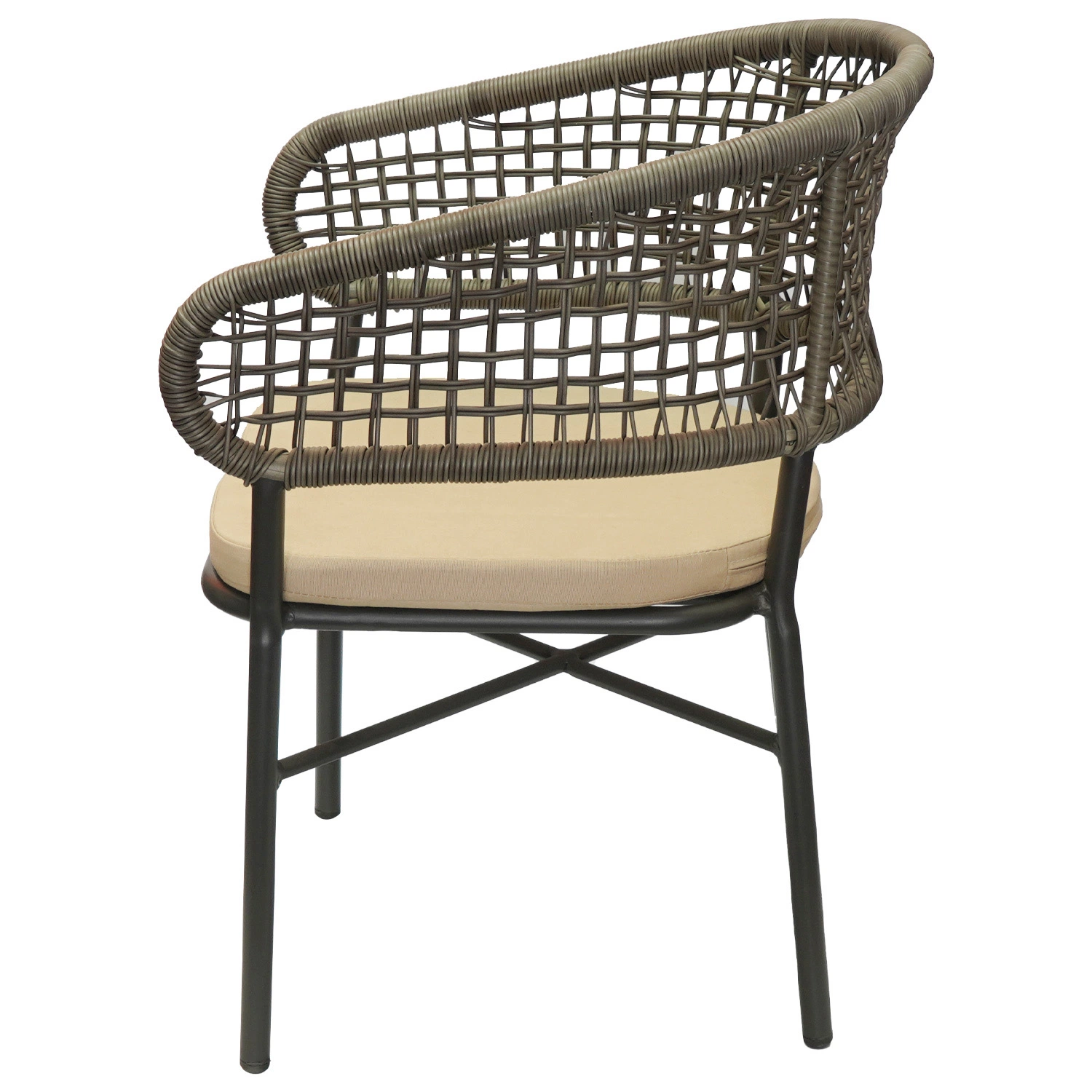 Mobilier de jardin Chaise en rotin avec coussins de jardin patio corde étanche de salle à manger Café Restaurant empilables corde tissé Président