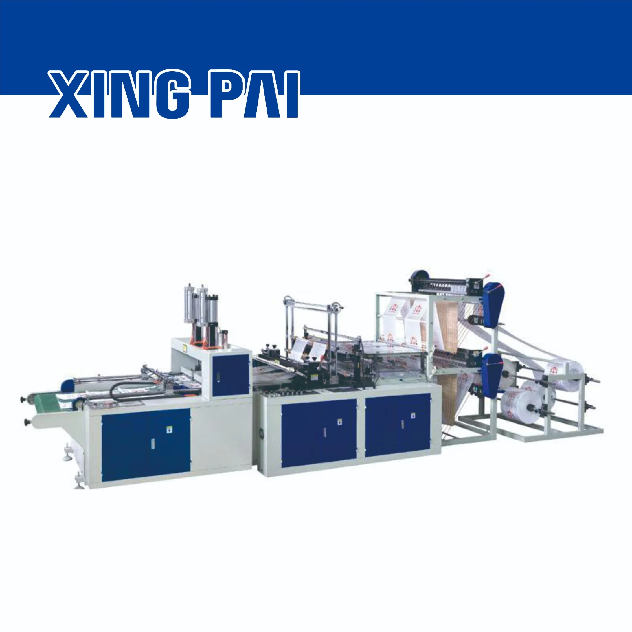 Four Line Plastic T-Shirt Garbage Bag Bottom Sealing Machine Flat Nylon Bag Making Machinery with Auto Puncher