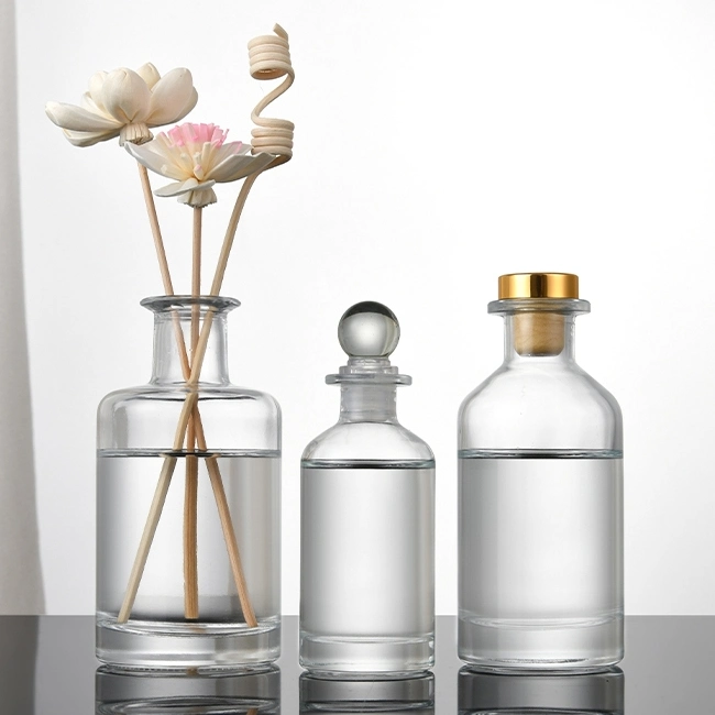 Wholesale/Supplier Free Sample Round 50ml 100ml 150ml 200ml Empty Perfume Reed Diffuser Glass Bottle with Cork Stopper