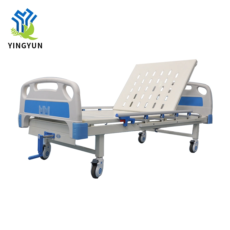 Medical Surgical Equipment Single Crank ABS Plastic Head Hospital Patient Bed