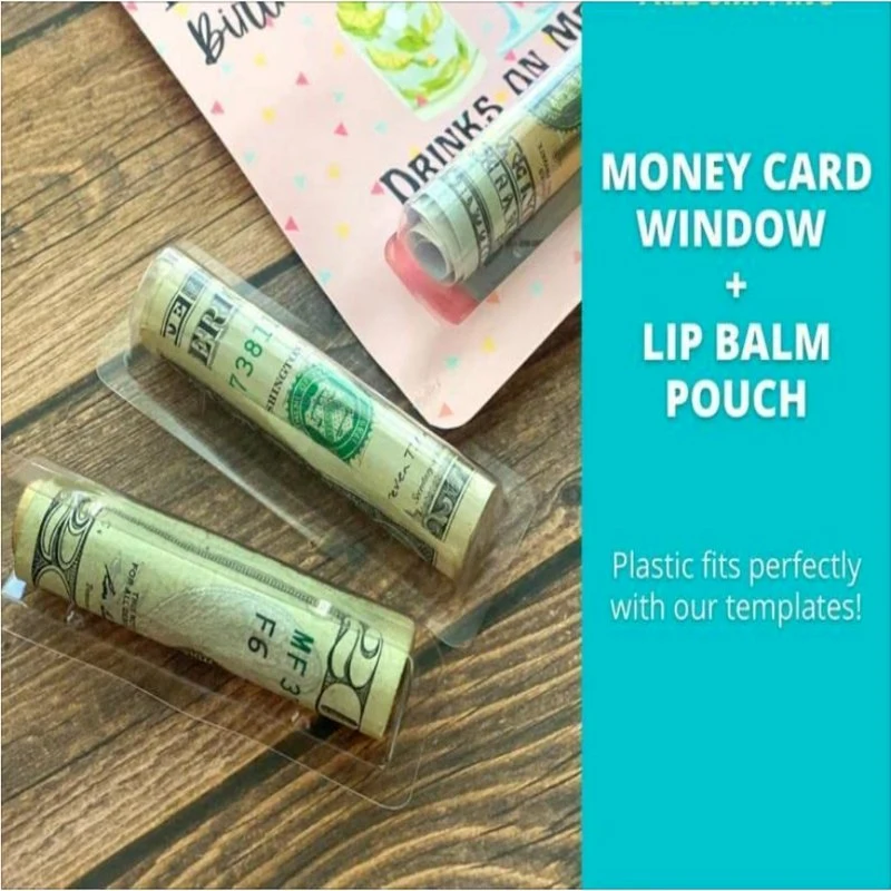 Money Card Holder Thankgiving Clear Plastic Dome Lip Balm Pouch Adhesive Tape DIY Christmas Money Card Chapstick Holder Money Holder Custom Gifts Card Holder
