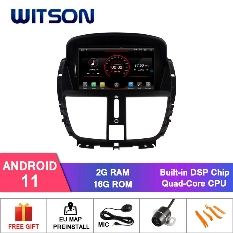 Witson Quad-Core Android 11 Alquiler de DVD GPS para Peugeot 207 construido en 16 GB de memoria Flash Inand