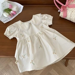 Girls Embroidered Dress 2023 Summer New 0-6 Year Old Girl Baby Cute Dress Little Girl Skirt