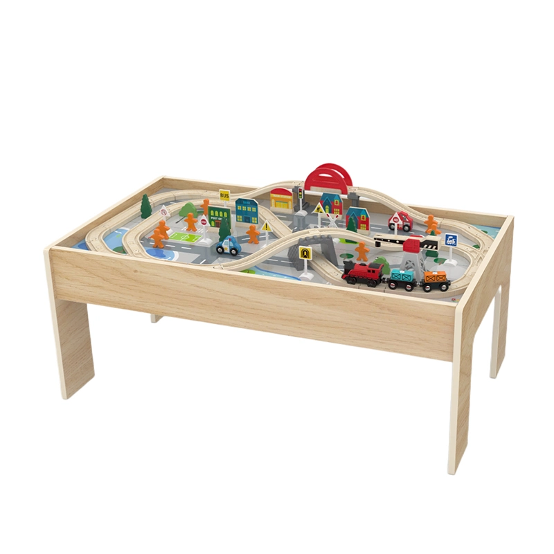 Wooden Train Track Play Table Customized Educational Railway Table Set for Kids