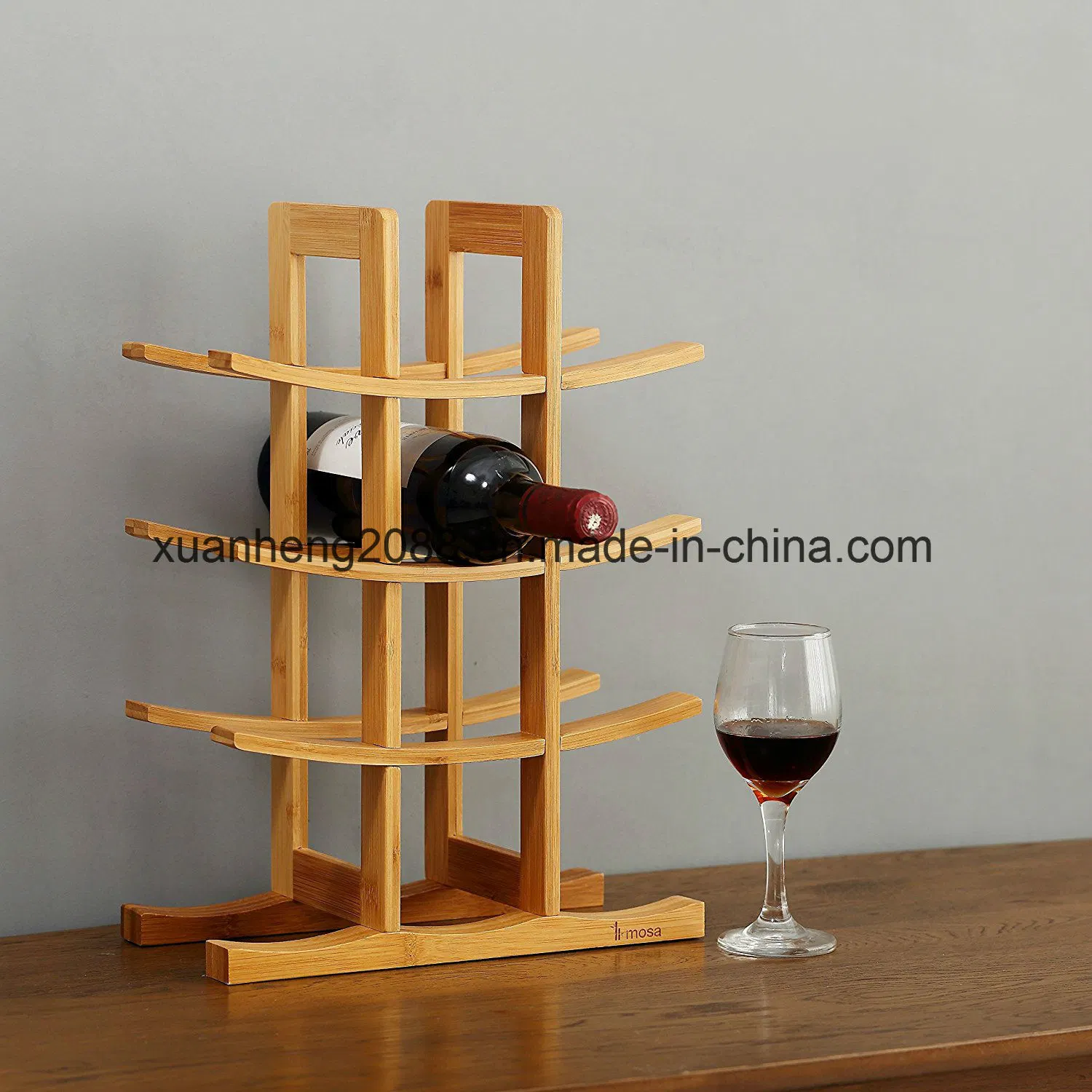 12 Bottle Bamboo Wine Rack Movable Wine Holder