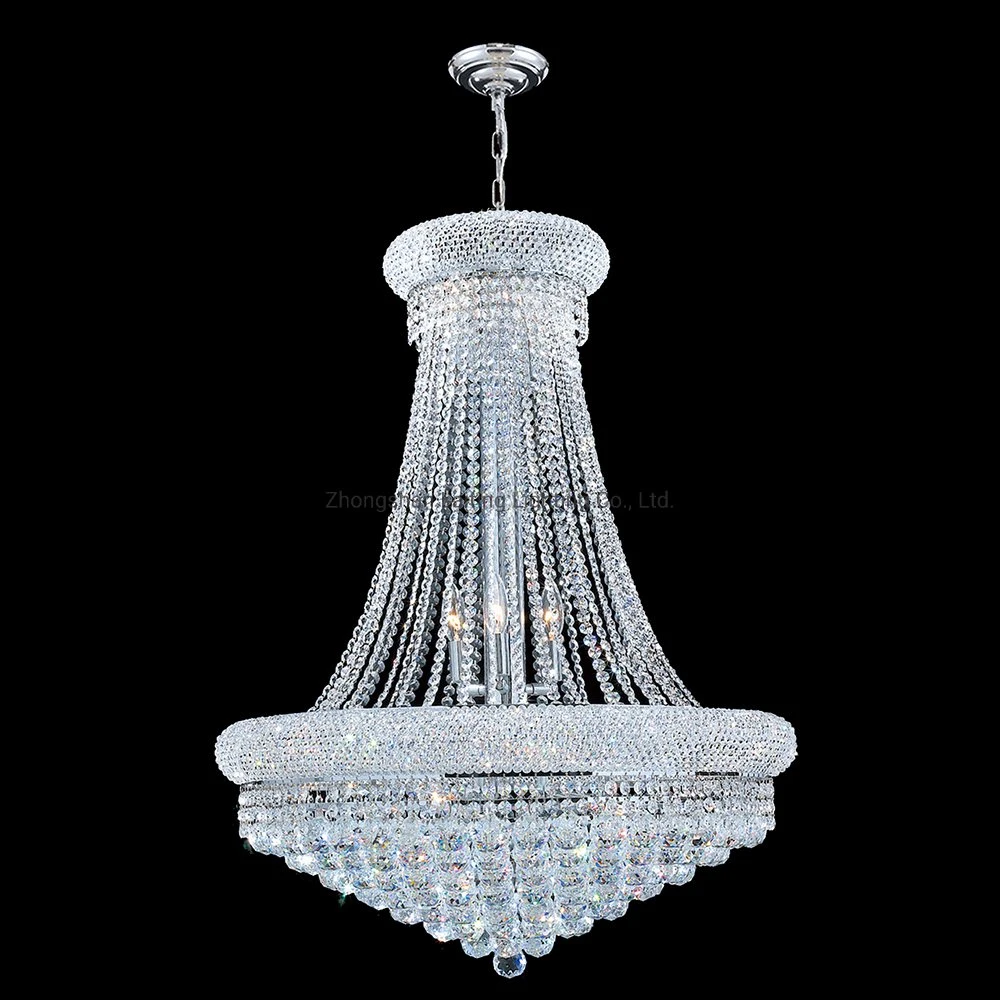 Tamaño del comedor Living Room Suspension Luster LED Luxury French Empire Oro Cristal Chandelier Iluminación moderna colgante de cristal Luz