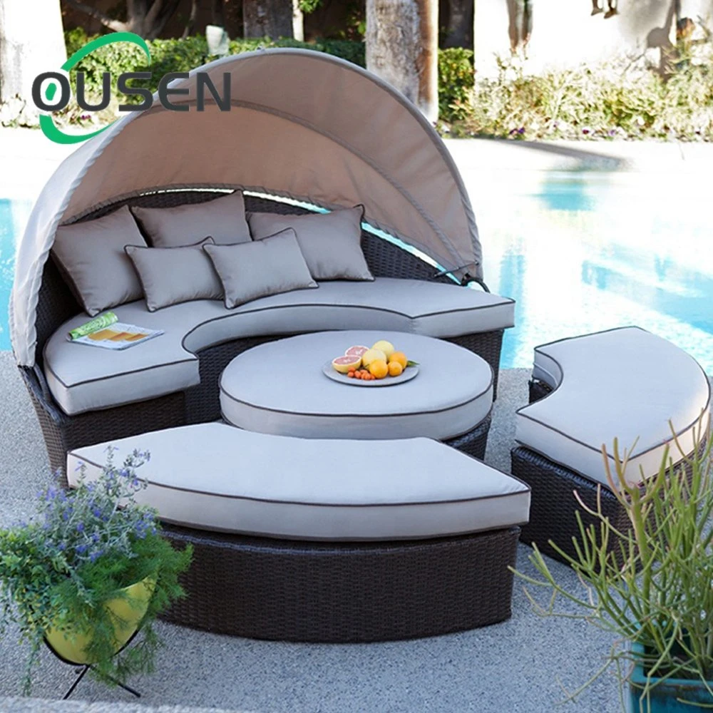 Holiday Hotel Modern Commercial Garden Furniture Rattan Daybed Rattan Wicker Outdoor Furniture Sunbed