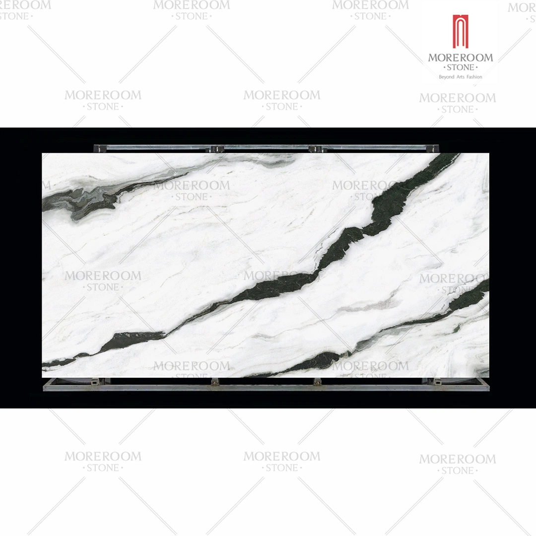 Panda White Marble 3200X1600mm Glazed Polished 12mm Porcelain Slab for Stairs