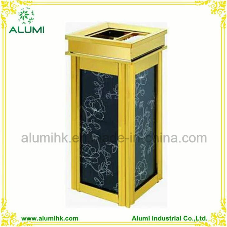 Hotel Floor Gold Ashtray Bin with Imitation Marble