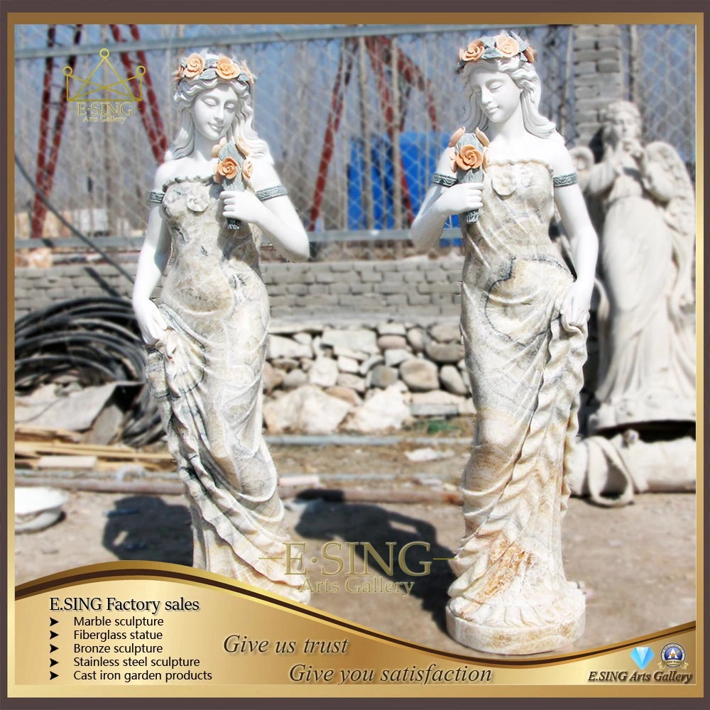 Garden Female Sculpture Life-Size Famous Marble with Flower Female Statue 5% off