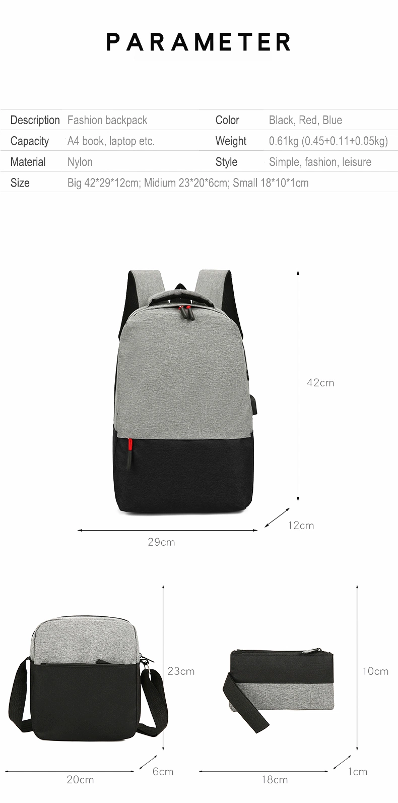 Simple Design Light Weight Oxford Polyester Custom Logo Laptop Backpack