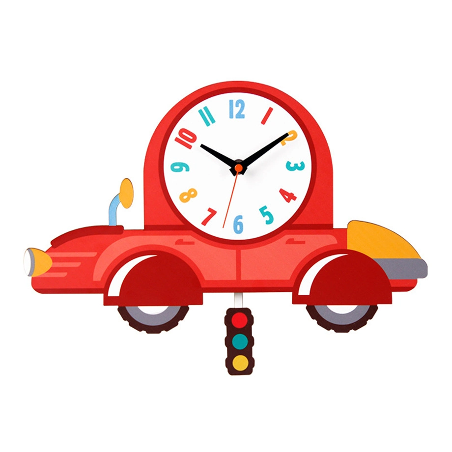 Caricature balançoire pour enfants Décoration dynamique simple horloge murale