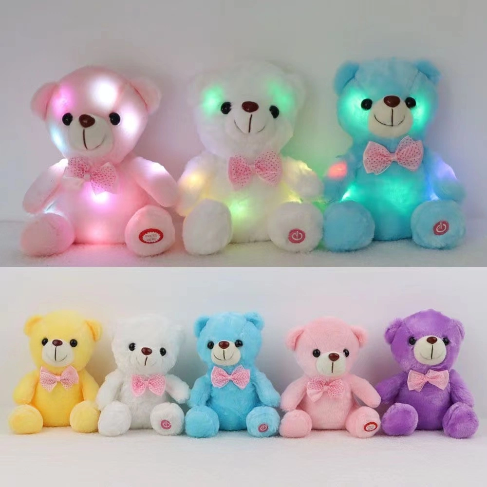 Muñeca Oso resplandor Comercio Transfronterizo de colores luz resplandeciente Pajarita de juguetes de peluche osito de peluche de Regalo de LED incorporado