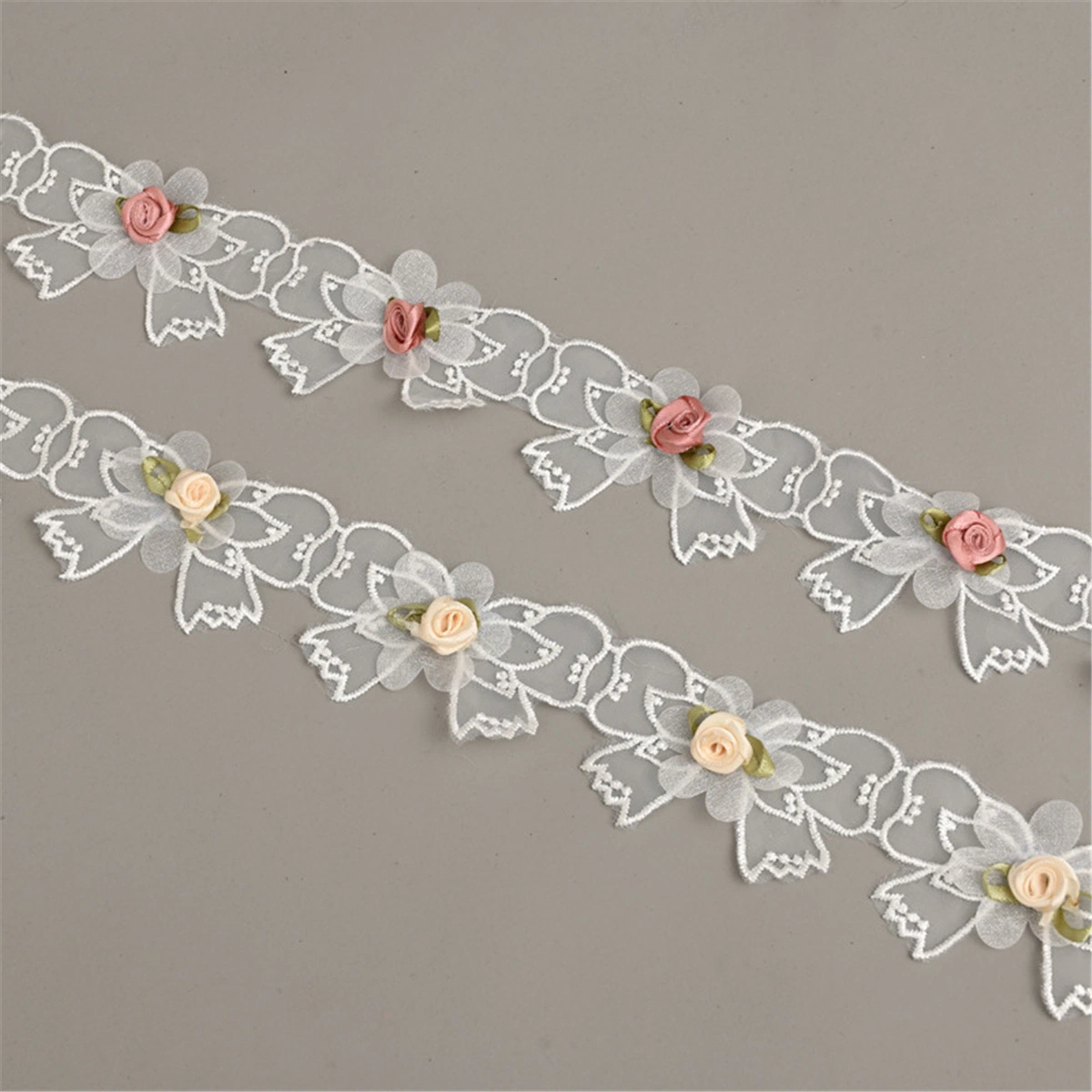 Clothing Lace Handmade Three-Dimensional Small Flower Edge Dress Children's Accessories Embroidery Nailed Beaded Lace Water-Soluble Lace