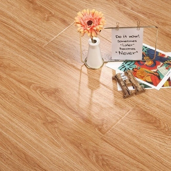 Natural Bamboo HDF Flooring Click Indoor Parquet Wood Big Floor Tiles AC4 8mm Oak Laminates Flooring Covering on Promotion