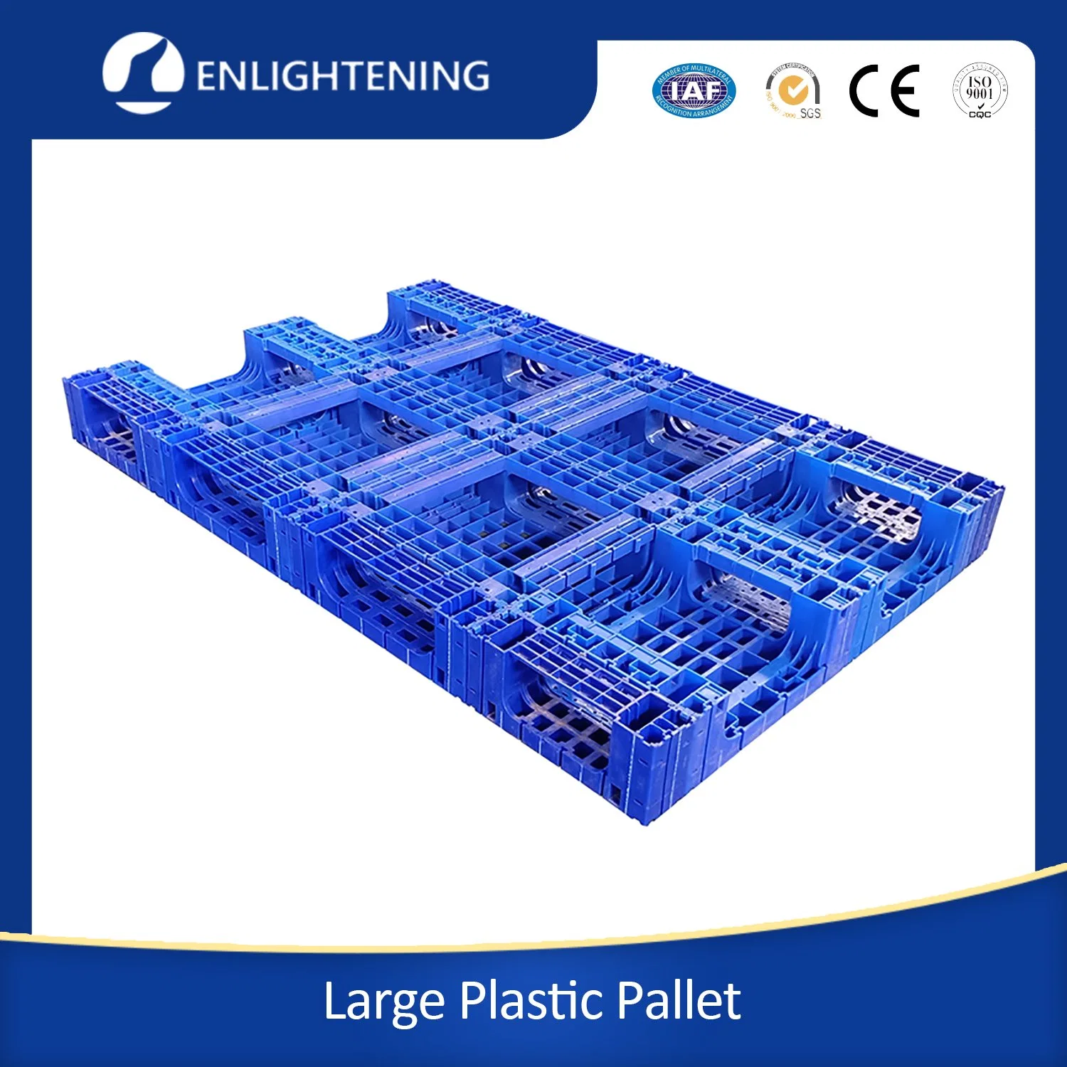 1800X1200X150mm Heavy Duty Large Customized Size Cross Bottom Industrial HDPE Large Stackable 4 Way Entry Plastic Pallet for Paperboard Warehouse Floor Storage