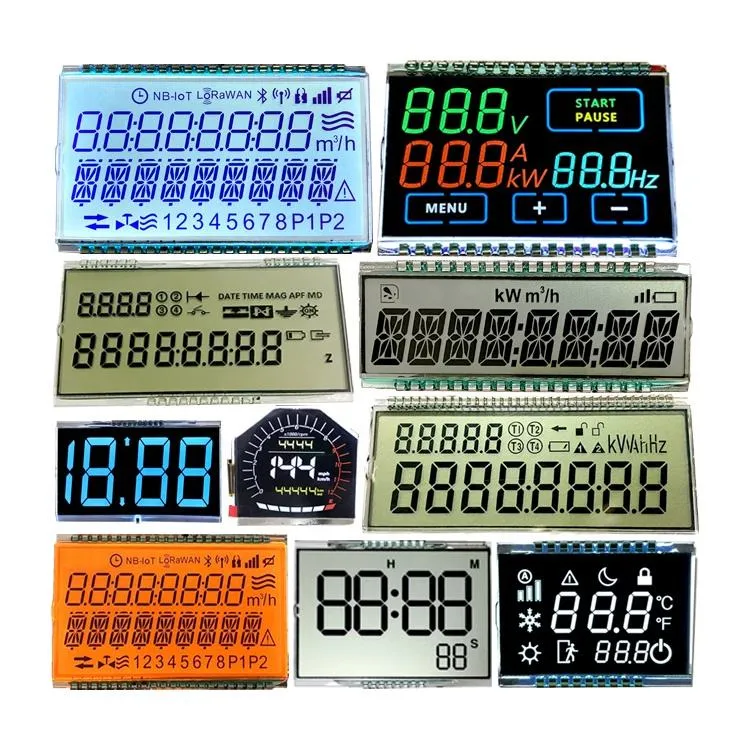 Custom Tn/Htn/Stn/FSTN 7 Segment Mono LCD Screen for Digit Multifunction Analyzer Electrical Energy Meter Power