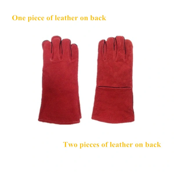 Red Color Cow Split Leather Safety Work Gloves for Welding Industry (6504. RD)