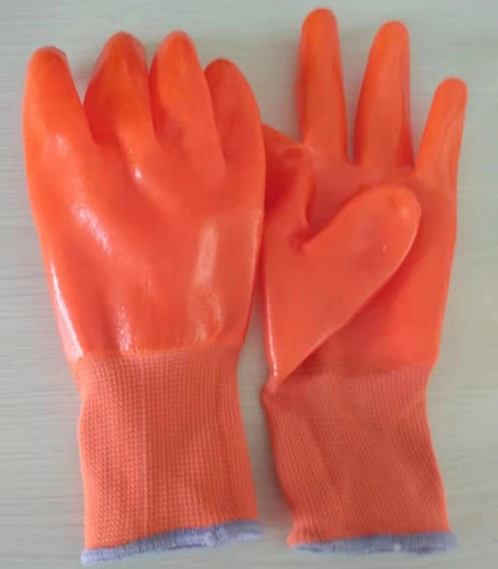 Nylon Waterproof Dipped Gloves Thickened Winter Thermal Terry PVC Work Gloves