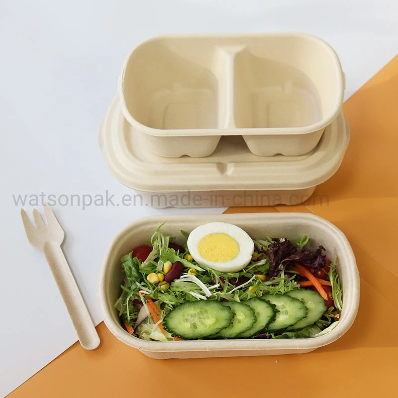 Moldeado pulpa Eco biodegradable, microondas y congelador caja caja de comida para llevar