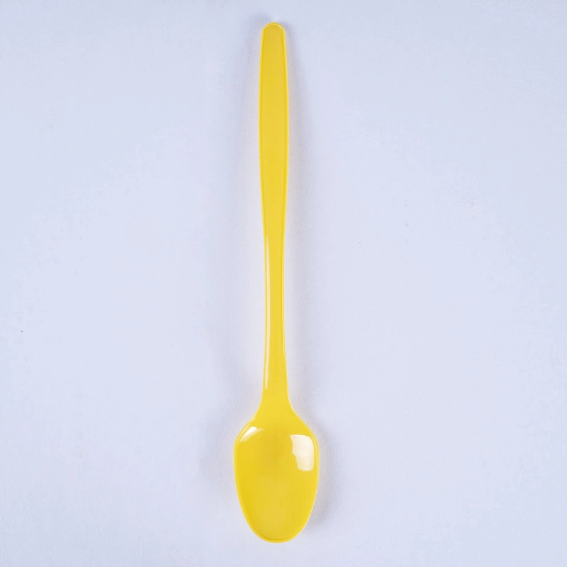 Custom Disposable Plastic Cutlery Burning Fairy Grass Spoon Creative Black and Yellow Packaged Meal with Long Handle Spoon (SX-706)