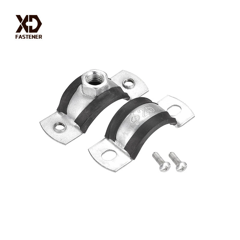 Stainless Fastener PVC Rubber Lined Clamp Pipe Brackets Rubber Hanging Clamp