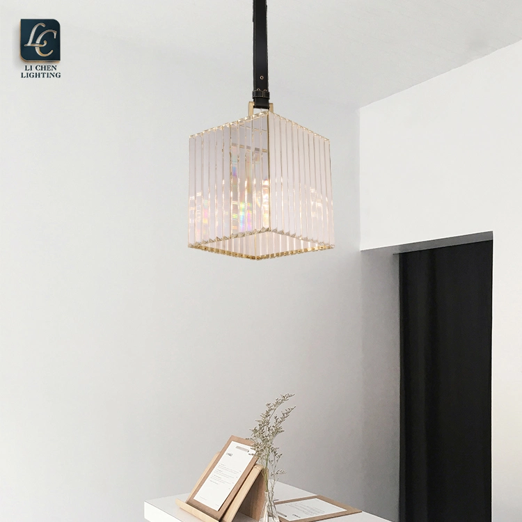 New Design Indoor Decoration Leather Belt LED Modern Crystal Chandelier