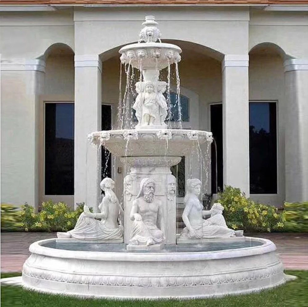 Luxury Europe Style Big Trevi Garden Water Fountains White Marble Stone Products for Building Facade