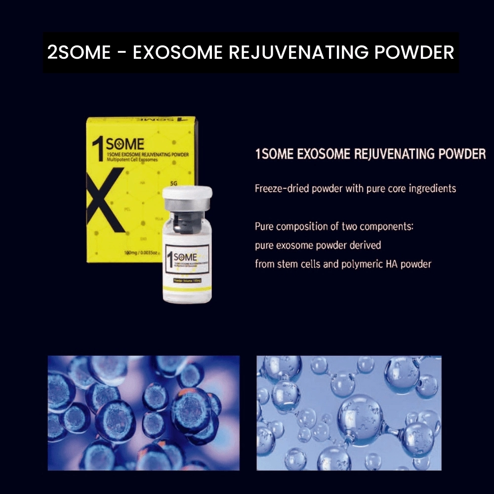 2xsome Exosome polvo potenciador de la piel 1algunos Exosome piel Polvo Booster hialuronato sódico Vitamina C la piel contra piel Skinbooster Winkles inyección de refuerzo