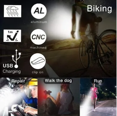 3LED Cycling Bike Taillight with USB Rechargeable Bicycle Tail Clip Light