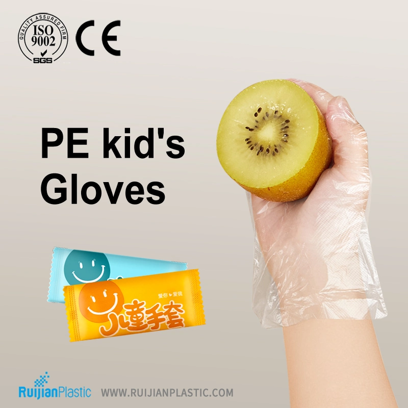 Different Kinds of Cute Packaging Disposable Kid's Gloves Clear PE Gloves for Children