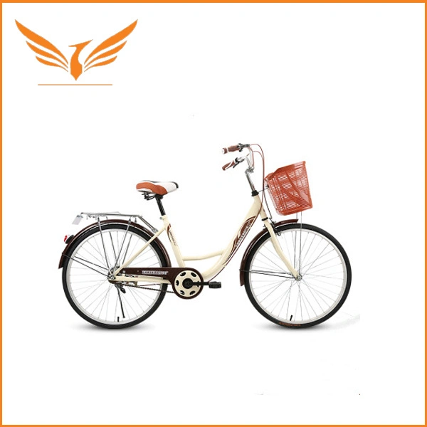 China Fábrica 26 Pulgadas Bicicleta de Mujer de Velocidad Única/Bicicleta de Ciudad para Damas con Marco de Acero