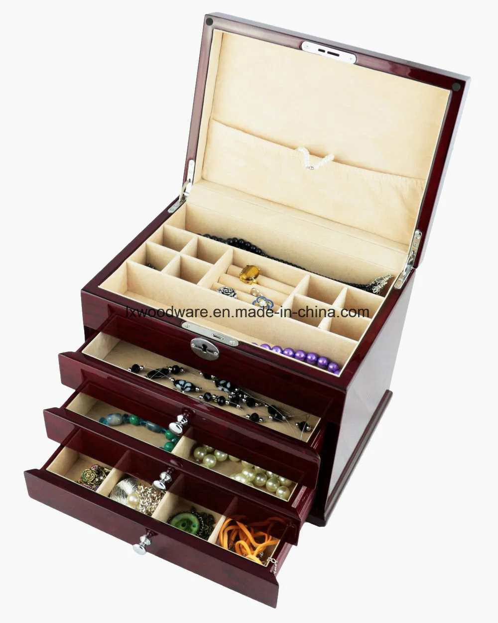 Palisander Hochglanz-Hölzerner Schmuck Organizer Verpackung Lagerung Geschenkbox