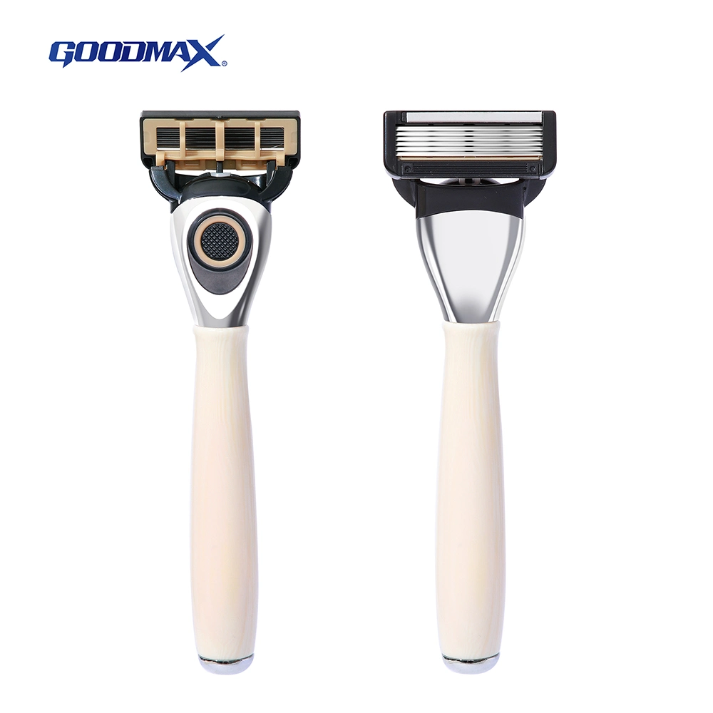 6 Blade Open Back System Resin Shaving Razor for Men