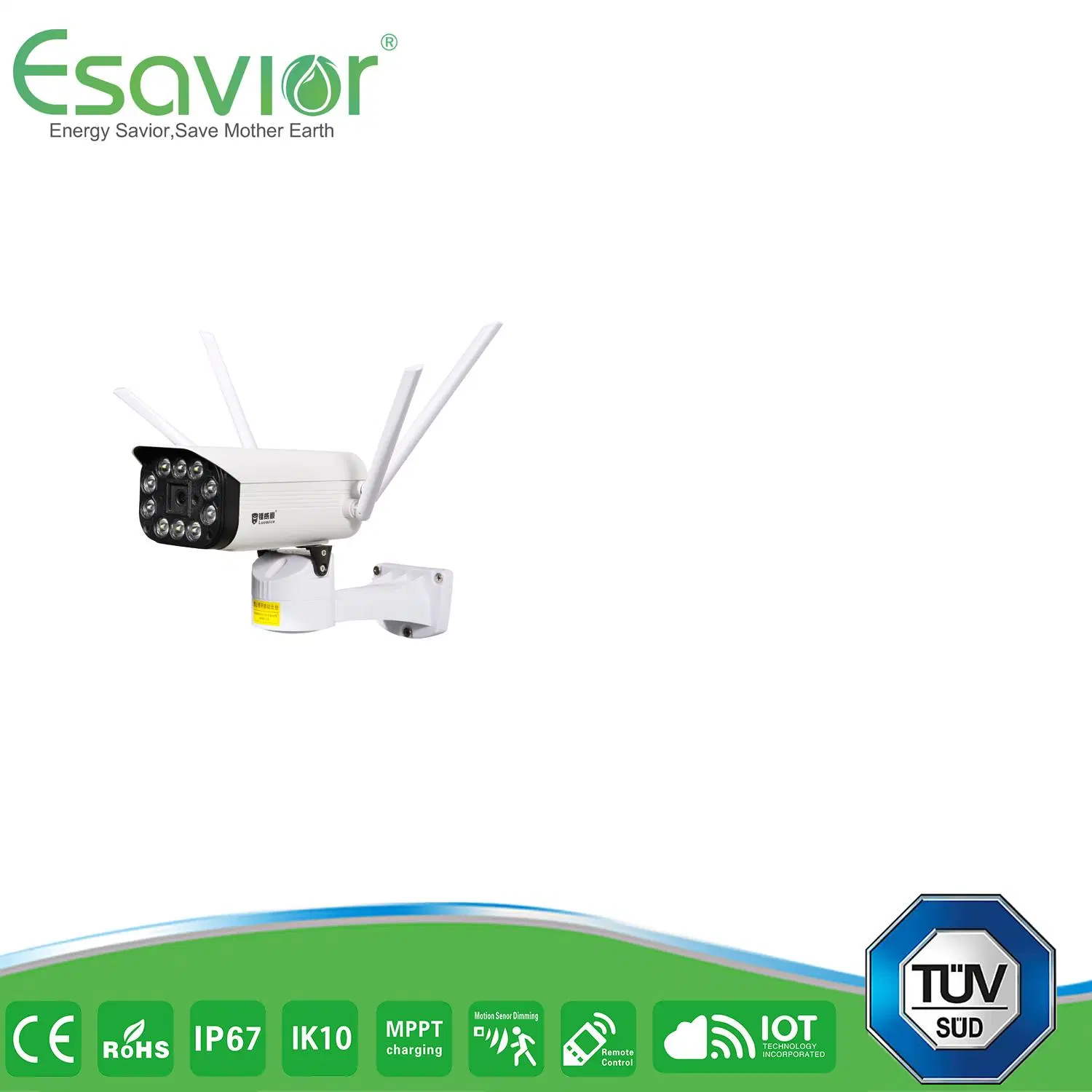 Esavior 25 anos Life-Span Painel Solar alimentada a energia solar CFTV 4G câmaras IP