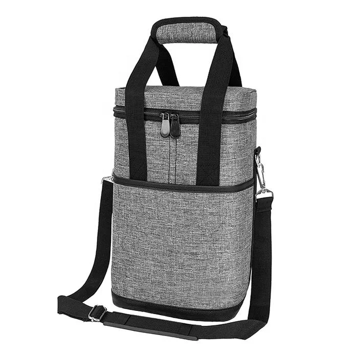 Custom 6 Bottle Carrier Tote Bag Insulated Padded Wine Cooler Bag for Travel Picnic