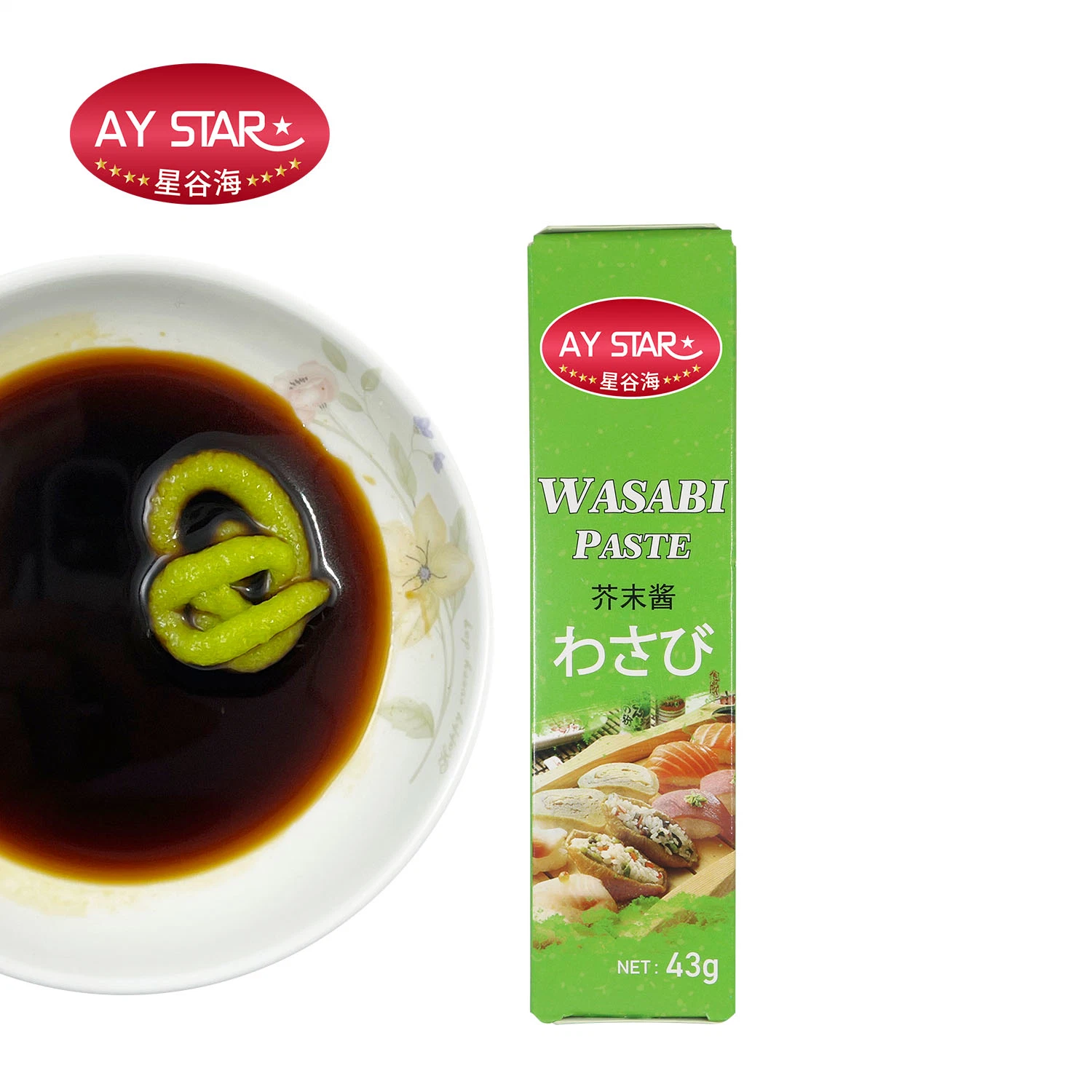 Japanese Cuisine Condiments OEM Packaging 43G Tube Green Paste Wasabi Sauce