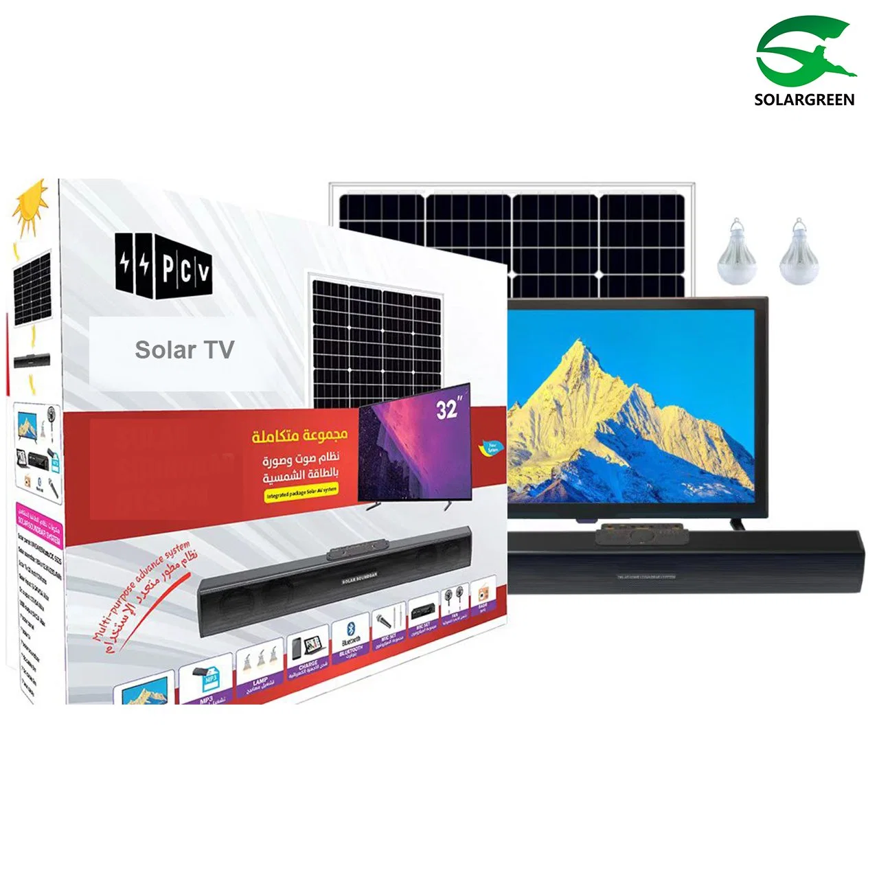 Téléviseur LCD 32" 12V AC/DC/Solar TV avec faible électricité Consommation DVB T2 S2 TV numérique par satellite