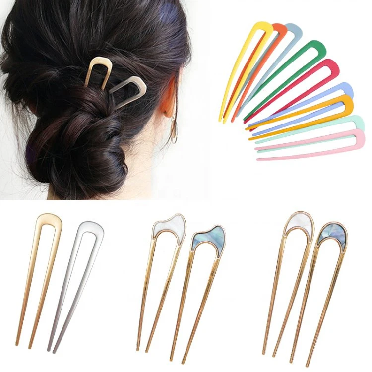 Korea Simple Alloy U-Shape Hair Pins 2021 New Fashion Decoration Portable Hair Accessories for Thin Hair