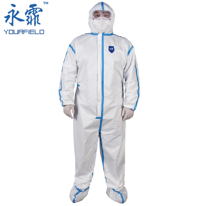 Fabricante China Yourfield GB 19082-2009 estándar nacional de protección desechables estériles encapuchado vestido ropa prendas de vestir