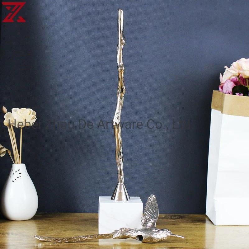 New Design Silver Metal with Marble Base Decoration Bird Shape Home Furnishings Living Room Home Ornament