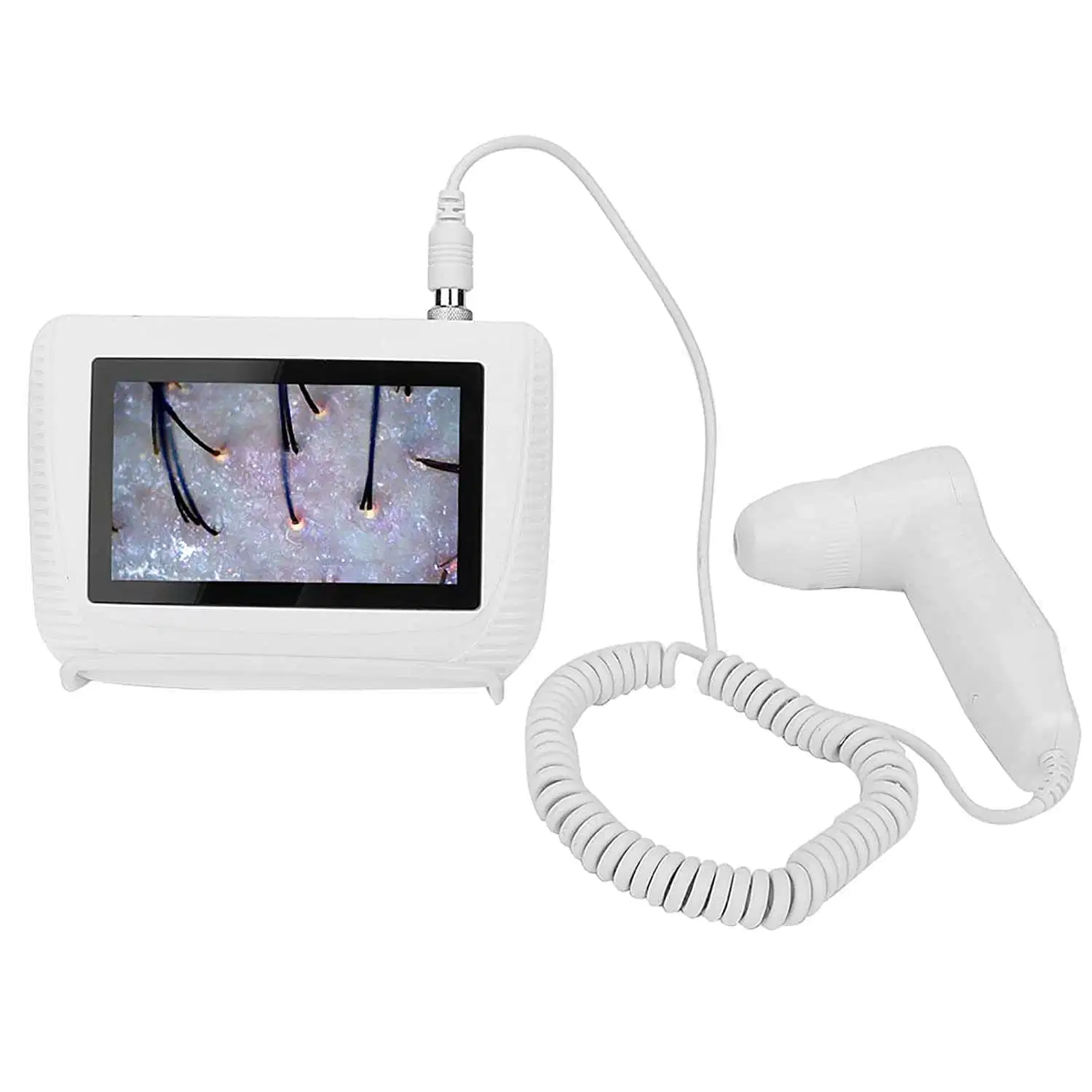 5 Inch Screen Portable Hair Skin Testing Machine with 50 and 200 Magnifyling Lamp for Skin Scanner Analysis Scope