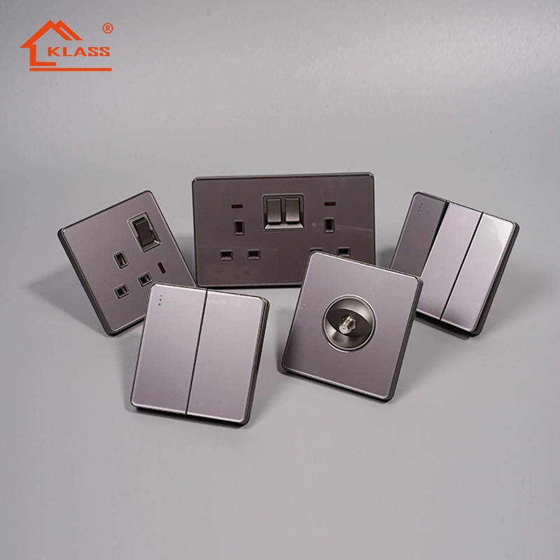 High quality/High cost performance  Indoor Bedroom Glass 2 Gang 2 Way Wall Glass Switches and Sockets Electrical