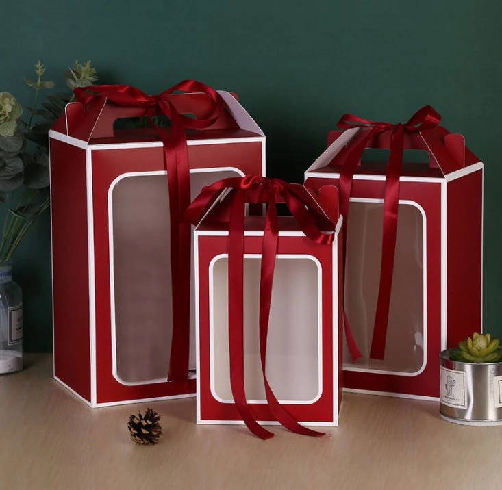 O logotipo personalizado reciclado impressas de Papelão Ondulado Flor de papel caixa para presente com a alavanca caixa de papelão da Embalagem com janela de PVC