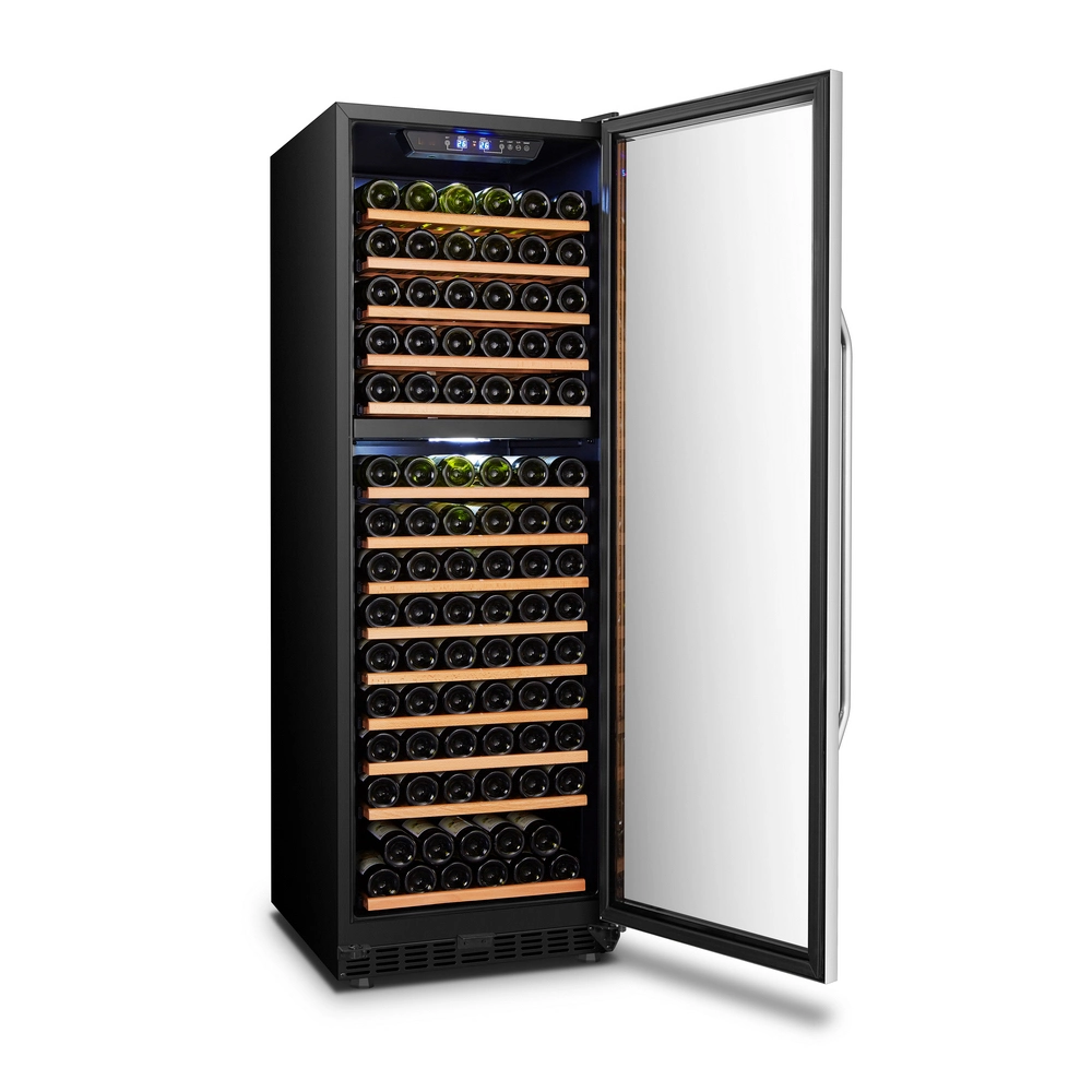 Китай Professional вина охладитель двухзонной стеклянные двери холодильник для вина