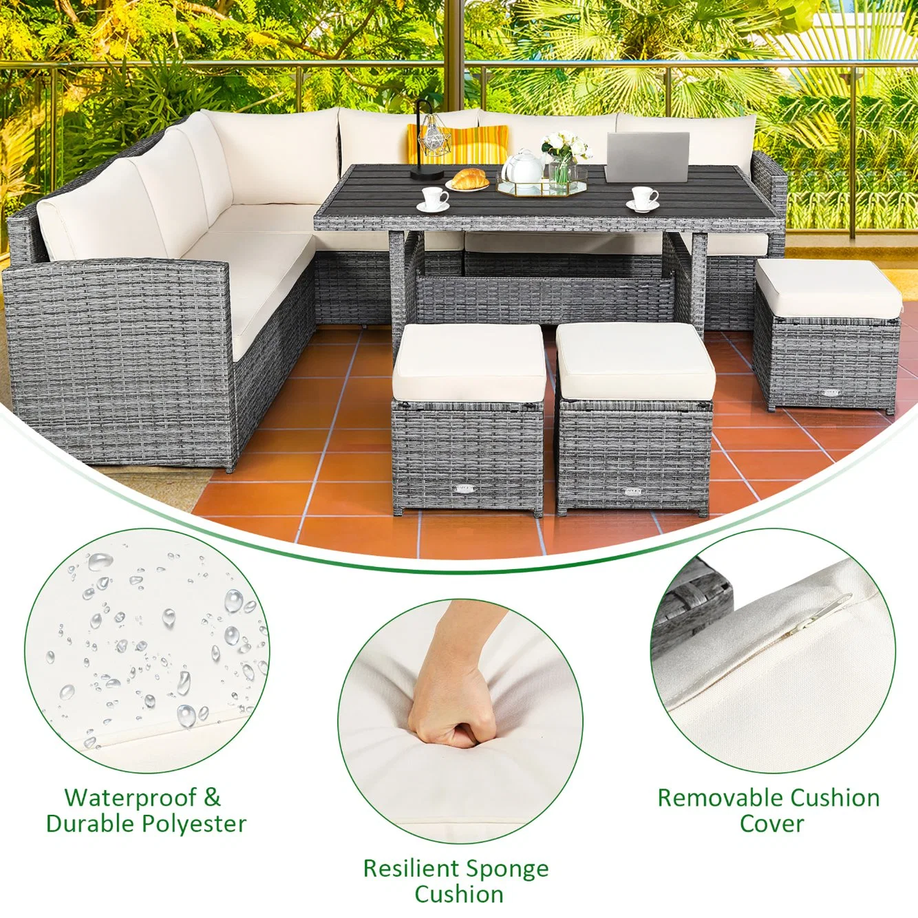 Patio Furniture Rattan Outdoor Dining Set